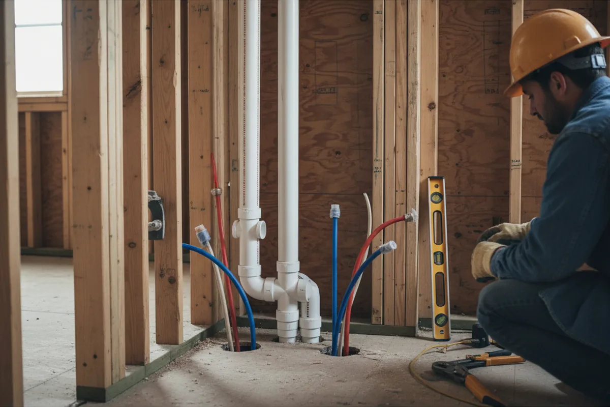 Drain and supply rough-in during Leak Detection in Pleasant Unity